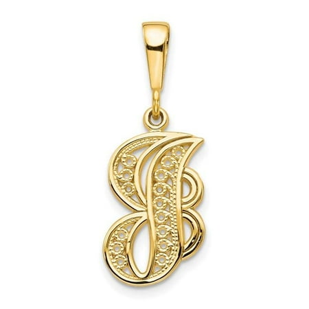 10k Large Filigree Initial J Pendant 10C242/J
