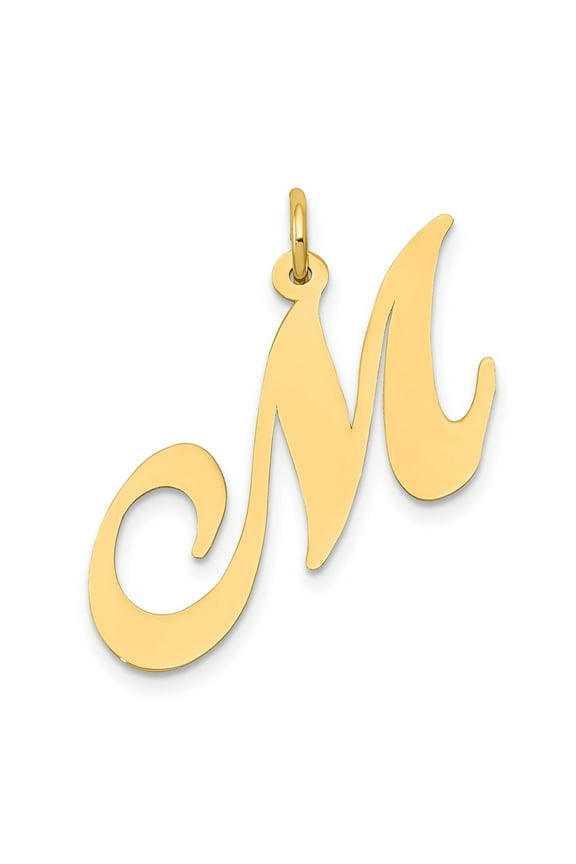 10k Large Fancy Script Letter M Initial Charm
