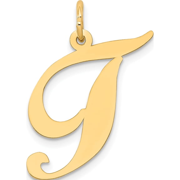 10k Large Fancy Script Letter T Initial Charm Yellow Gold Material Dazzling Elegant Opulent An unforgettable keepsake to treasure forever