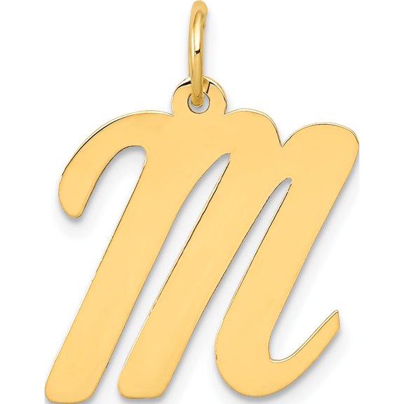 10k Large Script Letter M Initial Charm Yellow Gold Material Stylish Fashionable Heirloom Made for expressing your unique story
