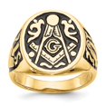 thumbnail image 1 of 10k Men's Polished and Grooved with Black Enamel Masonic Ring, 1 of 6