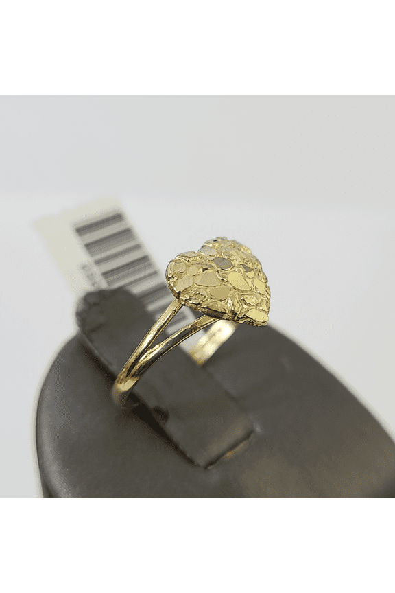 10k Nugget Heart Ring Yellow Gold Women Real Genuine All Sizes (Ring Size:10;)