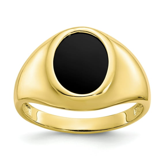 10k Onyx Mens Ring in 10k Yellow Gold