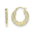 thumbnail image 1 of 10k Patterned Hollow Hoop Earrings, 1 of 2
