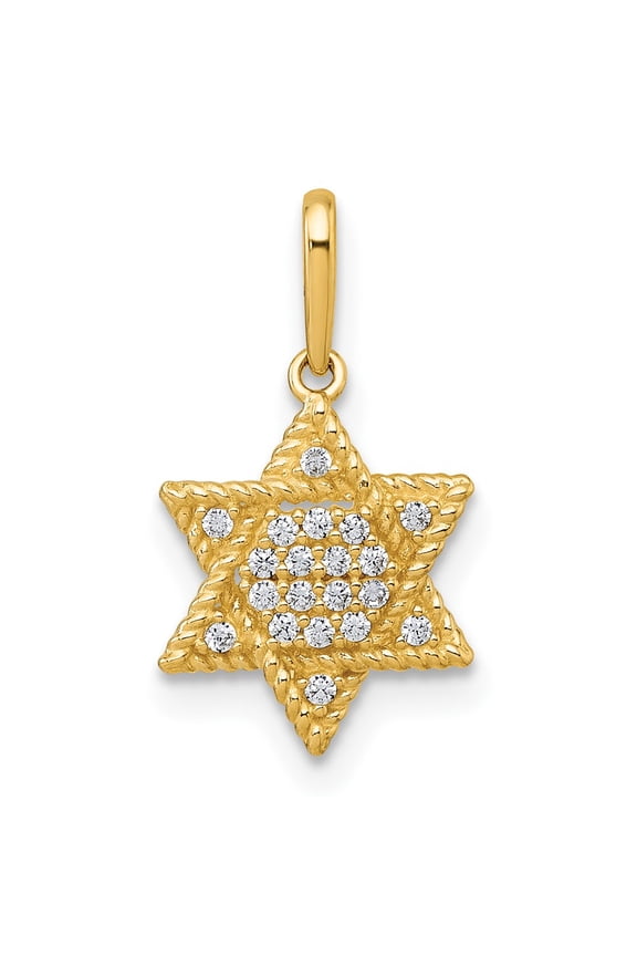 10k Polished CZ Star of David Pendant