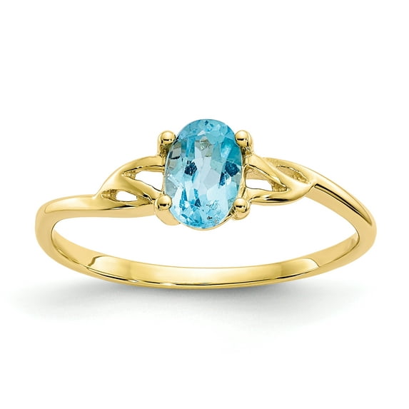 10k Polished Geniune Blue Topaz Birthstone Ring