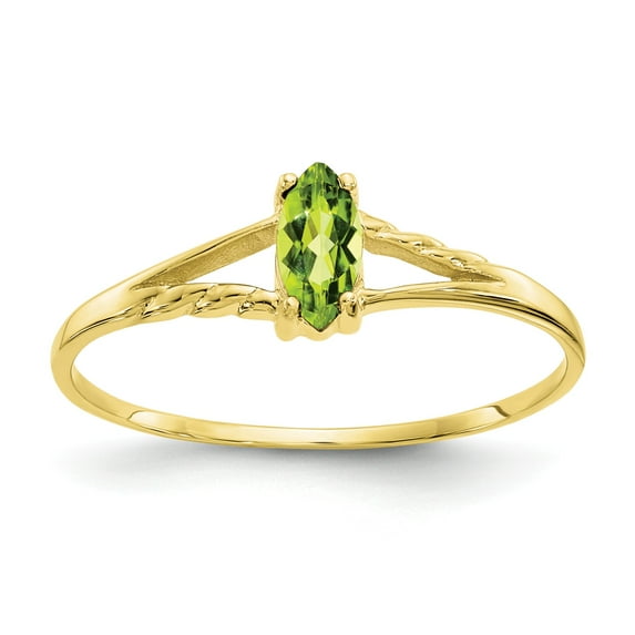 10k Polished Geniune Peridot Birthstone Ring in 10k Yellow Gold - Size 7