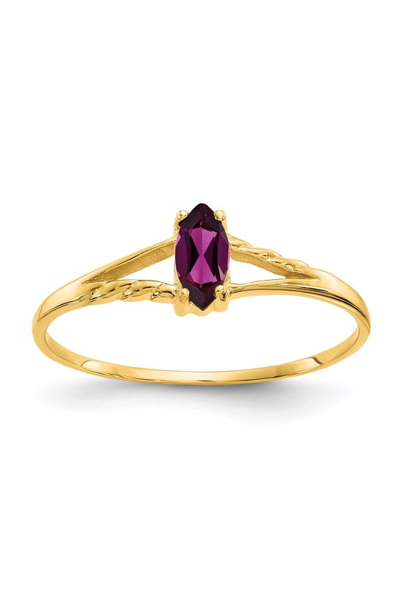 10k Polished Geniune Rhodolite Garnet Birthstone Ring