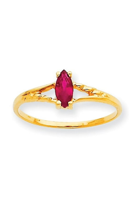 10k Polished Geniune Ruby Birthstone Ring