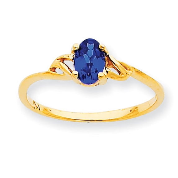 10k Polished Geniune Sapphire Birthstone Ring