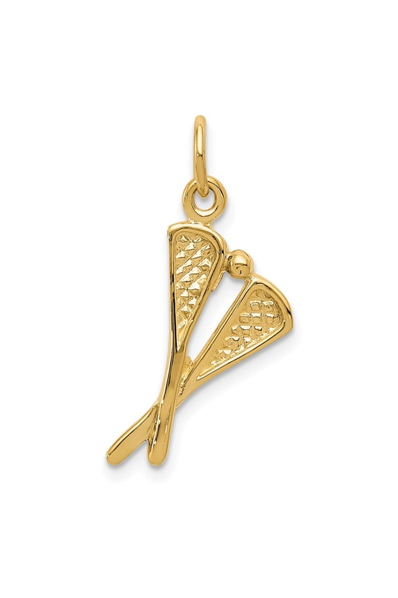 10k Polished Lacrosse Sticks Charm