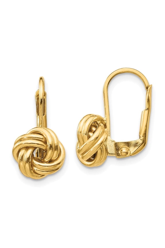 10k Polished Love Knot Leverback Earrings