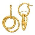 thumbnail image 1 of 10k Solid Yellow Gold Polished and Twisted Dangle Circles Hoop Earrings 31.6x18.5mm Wide Hoop Earring for Women, 1 of 2