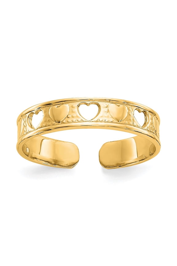 10k Polished w/ Hearts Toe Ring