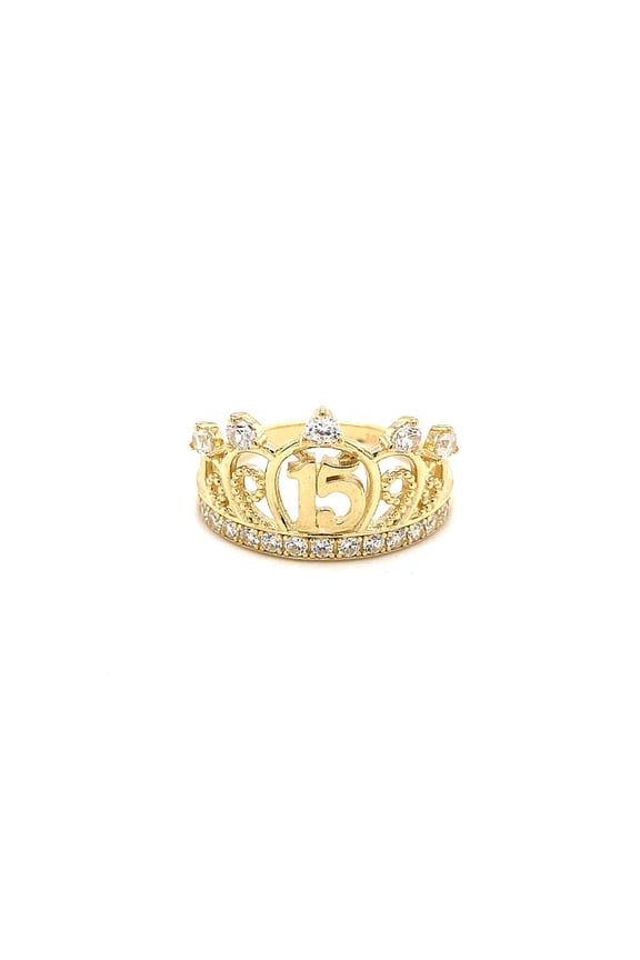 10k Quinceanera Royal Crown CZ Ring