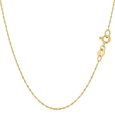 10k REAL Yellow Or White  Gold 0.40MM Shiny Classic Solid Rope Chain Necklace for Pendants and Charms with Spring-Ring Clasp  (16" or 18" inch)