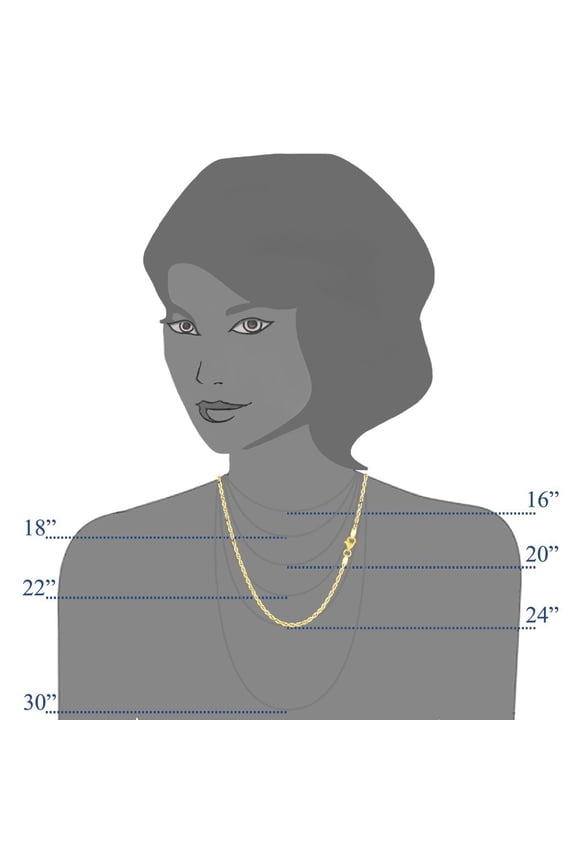 10k REAL Yellow or White Gold 2.00mm Shiny Hollow Rope Chain Necklace for Pendants and Charms with Lobster-Claw Clasp (16", 18" 20" 22" or 24 inch)