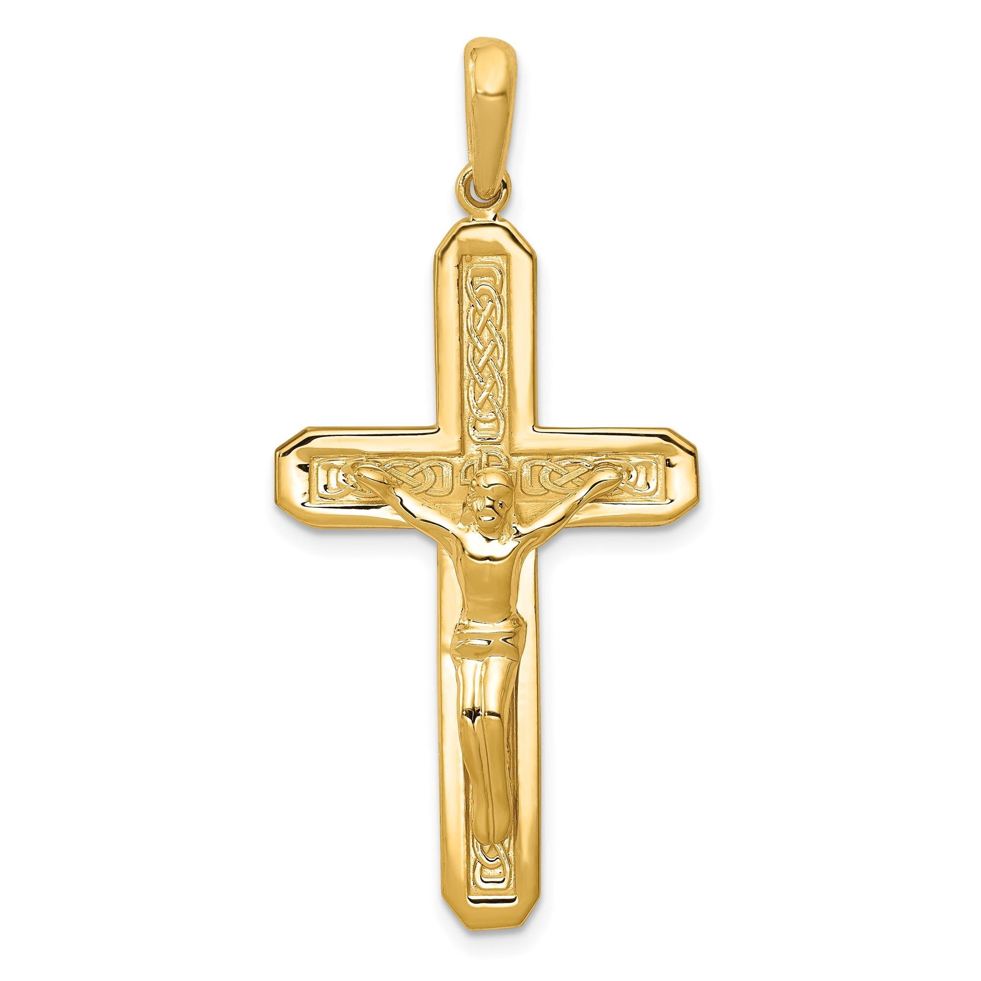 10k Real Gold Crucifix Cross Pendant Necklace for Men and Women with — free download