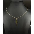 thumbnail image 1 of 10k Real Gold Jesus Crucifix Pendants Necklace, 10k Real Gold Cross with 10k Solid Gold 1mm Figaro Chain, Cross, 10k Gold Inri Cross, Gift (Chain Lenght:with 16'' chain;), 1 of 5