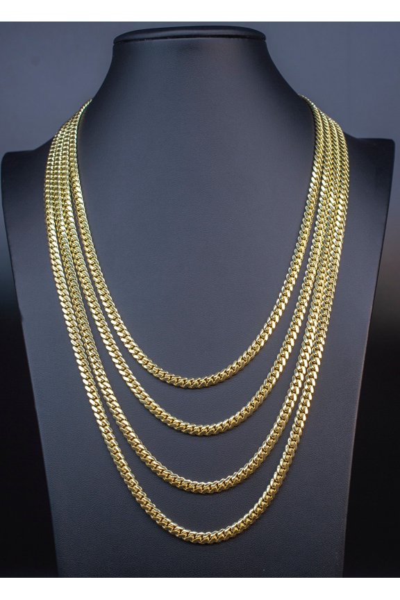 10k Real Gold Miami Cuban Link Chain Necklace, 5mm Real 10K Yellow Gold, 1ok Real Gold Heavy Man Gold Chain,Ladies Gold Chain (Necklace length:16;)