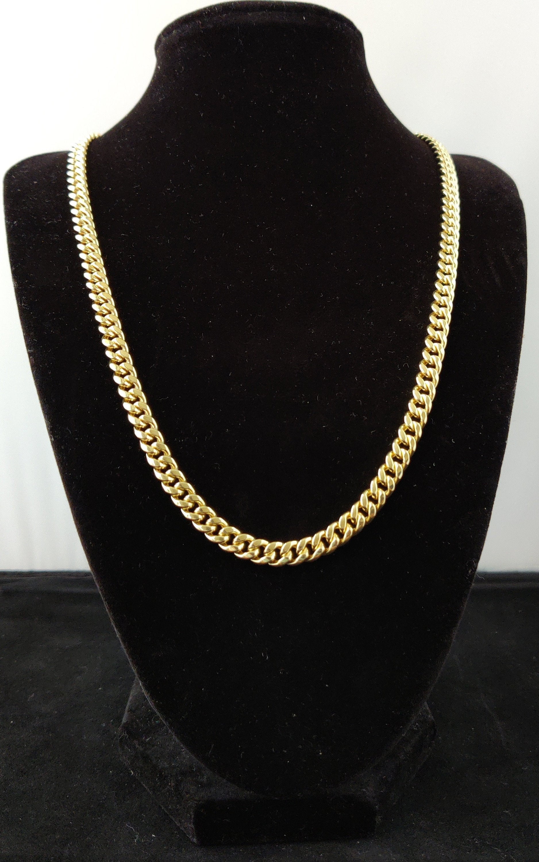 10k Real Gold Miami Cuban Link Chain Necklace 6.2mm 20 Inches Real 10K Yellow Gold,Man Gold Chain,Ladies Gold Chain, 10k Gold Chain