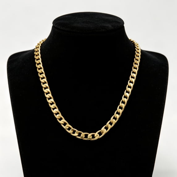 10k Real Gold Polished Solid Necklace for Men, Real Solid Yellow Gold ...