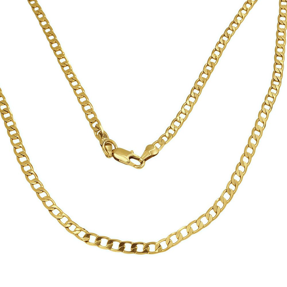 10k Real Gold Solid Necklace for Men, Real Solid  Yellow Gold Chain, 4mm and 20 Inches