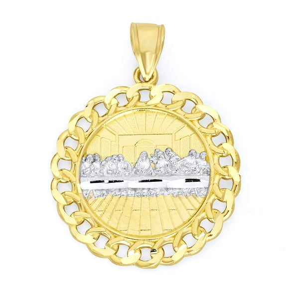 Golden Fire Solid 10k Gold Last Supper Pendant - Catholic Gifts for Men