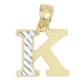 thumbnail image 1 of 10k Real Solid Gold Two Tone K Initial Pendant with Diamond Cut Finish, Available in Different Letters Personalized Letter Jewelry Gifts for Her, 1 of 4