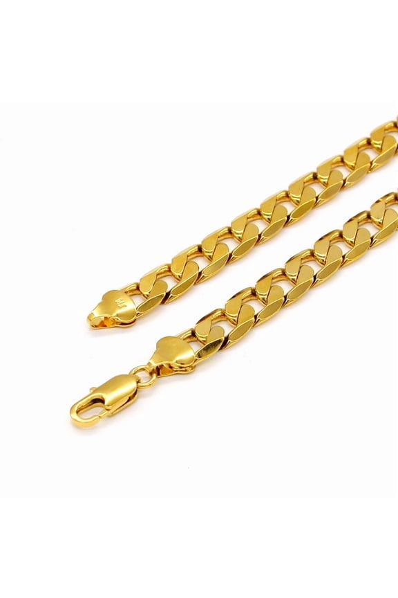 10k Real Solid Yellow Gold Cuban Curb Link 8mm Chain Necklace (20") Italian Jewelry for Men & Women