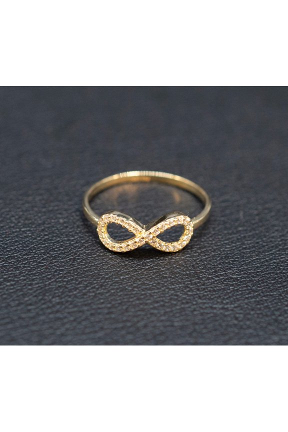 10k Real Solid Yellow Gold Infinity Ring, 10k Solid Gold Women Dainty Ring, Infinity Symbol Gemstone Gold Ring for Women, Gift, Gold Ring (Ring size:6 1/2;)
