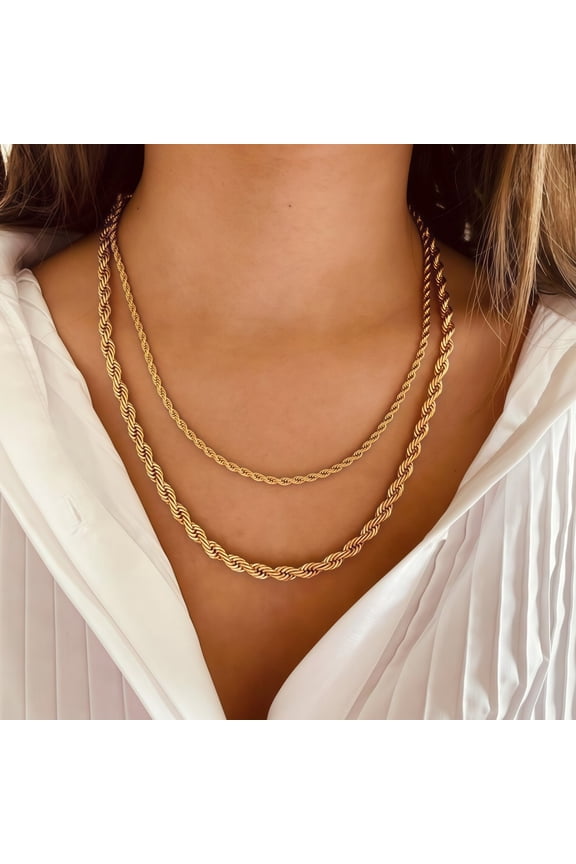 10k Real Solid Yellow Gold Solid 4mm 18" Lite Rope Chain Necklace for Pendants and Charms