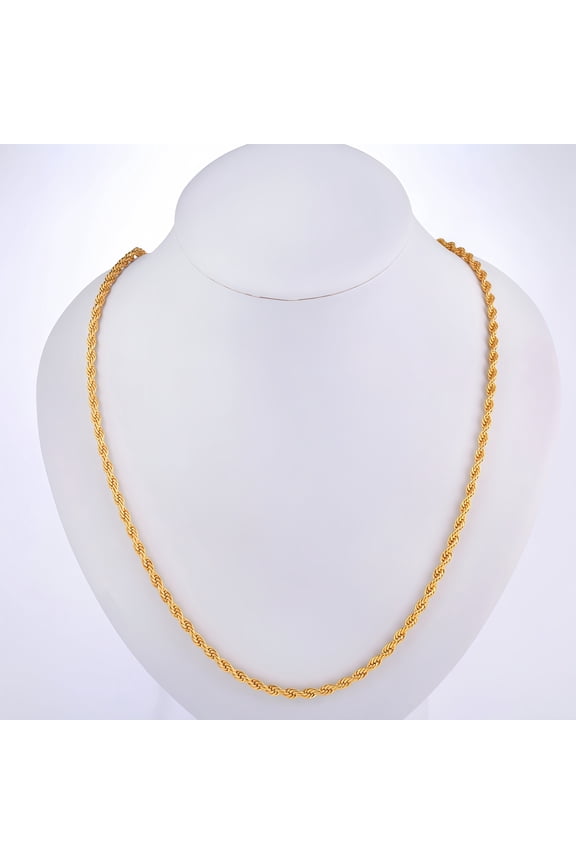 10k Real Solid Yellow Gold Solid 5mm 24" Lite Rope Chain Necklace for Pendants and Charms