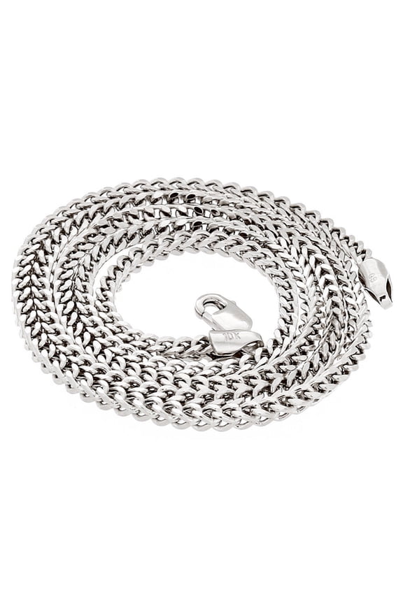 10k Real White Gold 2.0 MM Franco Box Cuban Chain Necklace 18 Inch