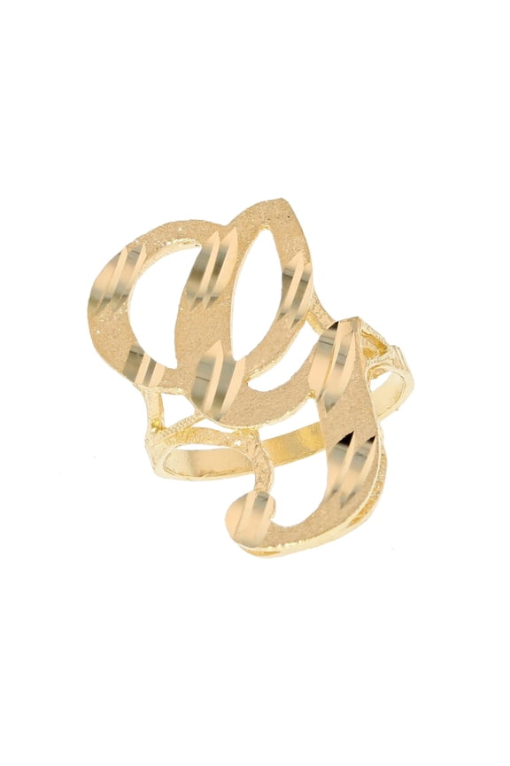 10k Real Yellow Gold Ladies Tendy Chic Diamond Cut Cursive Inital Letter G Ring