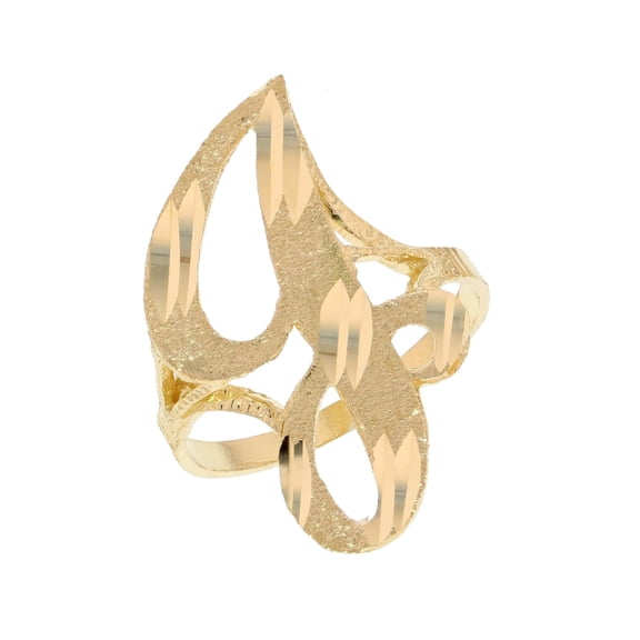10k Real Yellow Gold Ladies Tendy Chic Diamond Cut Cursive Inital Letter J Ring