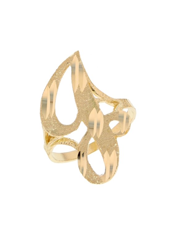 10k Real Yellow Gold Ladies Tendy Chic Diamond Cut Cursive Inital Letter J Ring
