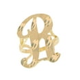 thumbnail image 1 of 10k Real Yellow Gold Ladies Tendy Chic Diamond Cut Cursive Inital Letter R Ring, 1 of 4
