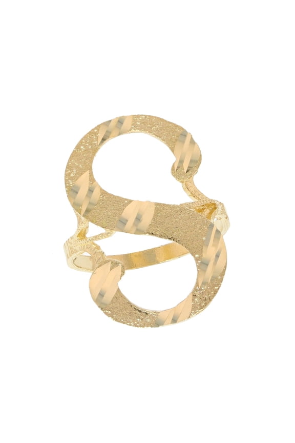 10k Real Yellow Gold Ladies Tendy Chic Diamond Cut Cursive Inital Letter S Ring