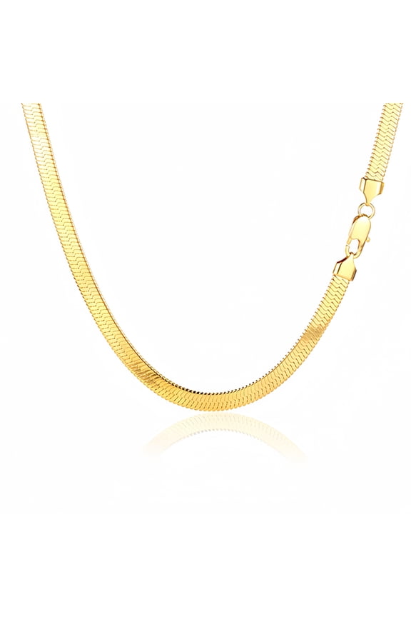 10k Real Yellow Gold Solid Herringbone Flexible 2mm Chain Necklace (28") Italian Jewelry for Men & Women