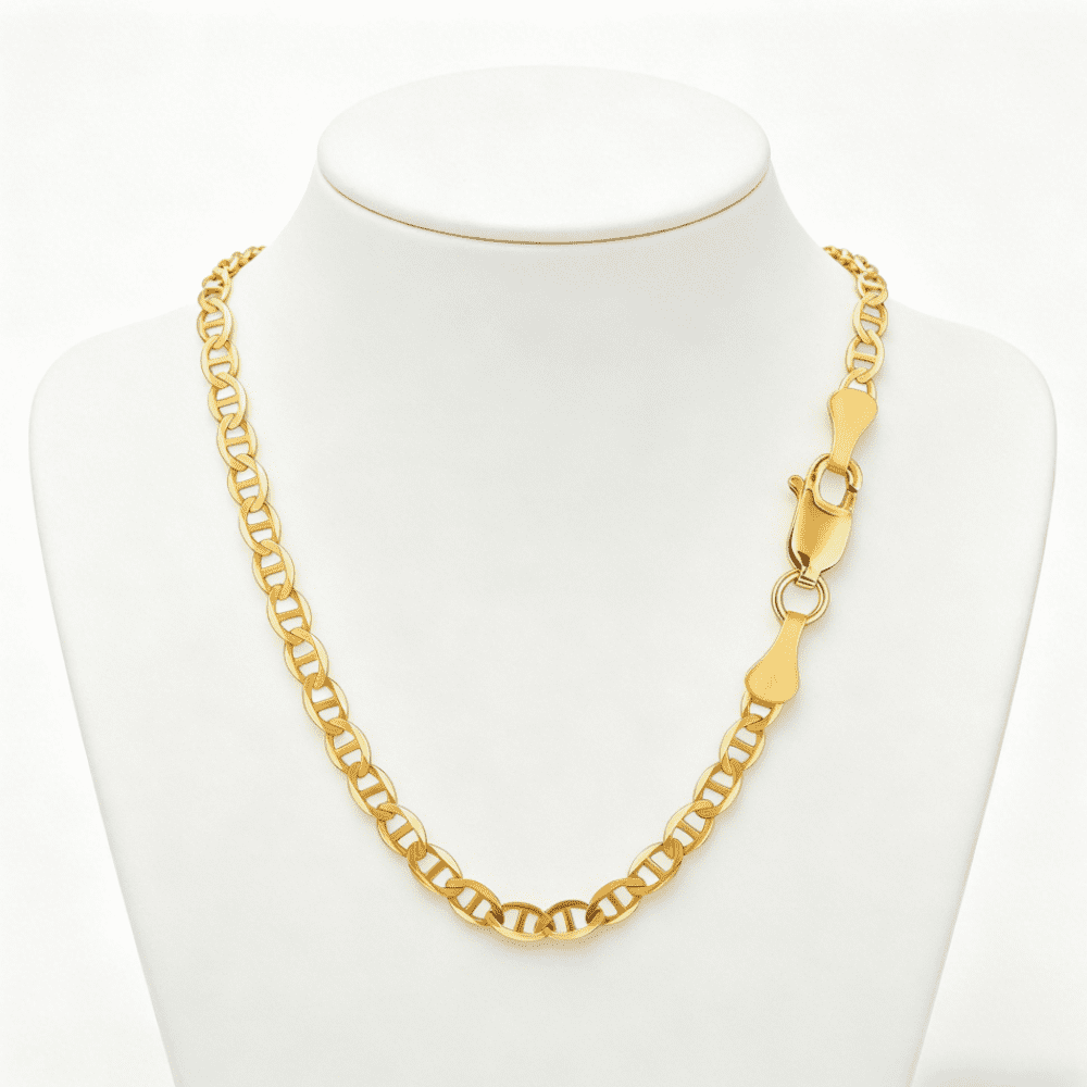 10k Real Yellow Gold Solid Mariner 6mm Chain Anchor Link Necklace (22") Italian Jewelry for Men & Women