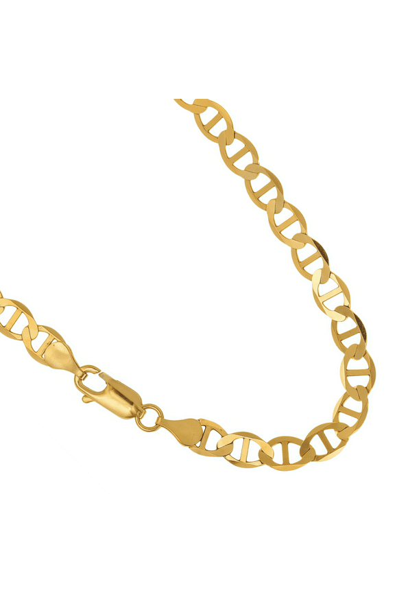10k Real Yellow Gold Solid Mariner 6mm Chain Anchor Link Necklace (26") Italian Jewelry for Men & Women
