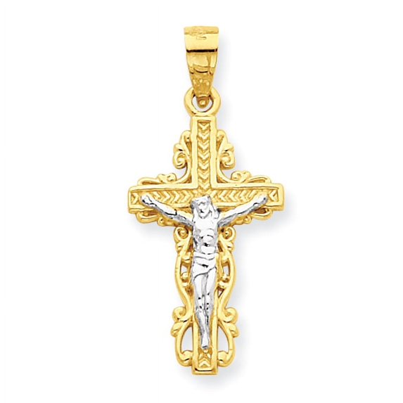 10k & Rhodium Crucifix Pendant