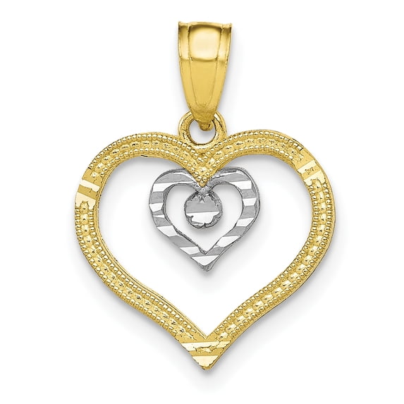 10k & Rhodium Heart Charm