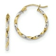 thumbnail image 1 of 10k & Rhodium Hollow Twisted Hoop Earrings 10k Yellow Gold Earrings, 1 of 1