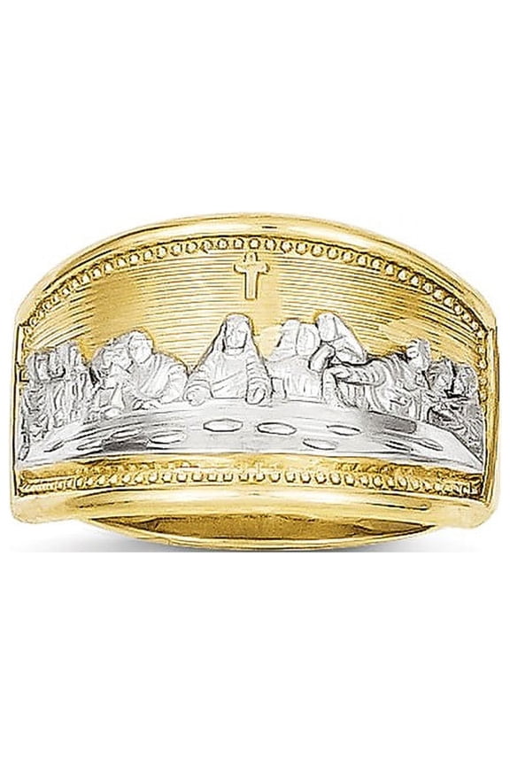 10k & Rhodium Ladies Last Supper Ring