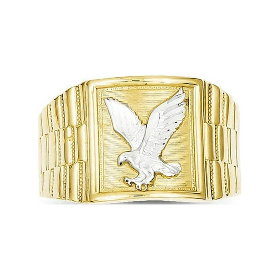 10k & Rhodium Men's Eagle Ring