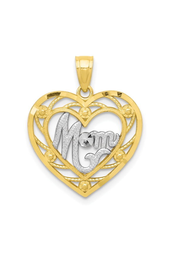 10k & Rhodium Mom Heart Charm