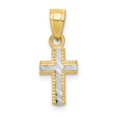 thumbnail image 1 of 10k & Rhodium Tiny Diamond-Cut Cross Pendant in 10k Yellow Gold w/ Rhodium Plating, 1 of 3