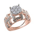 thumbnail image 1 of 10k Rose Gold 1.00 Carat (ctw) Natural Round Cut White Diamond Halo Cluster Engagement Ring for Women Wedding Birthday (Diamond Color: H-I, Clarity: I2, 1cttw) Ring Size-9, 1 of 4